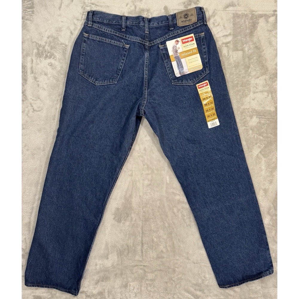 Wrangler Jeans Mens 46x32 Blue Relaxed Straight High‎ Rise Dark Wash 9760WDR